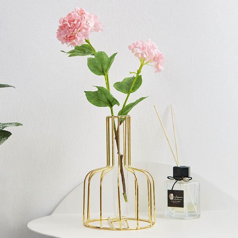 Test Tube Vase with Bottleneck Iron Stand