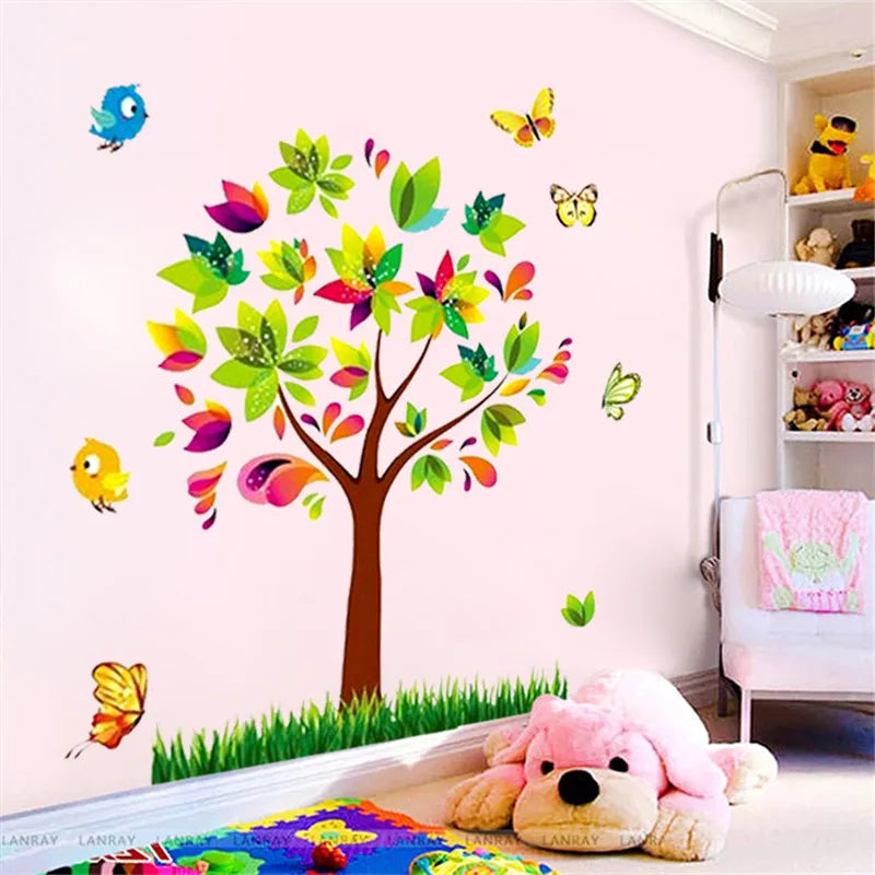 Tree Birds Vinyl Mural DIY Wall Sticker Home Decor Wall Decals For Kids Room Baby Nursery Room Decoration