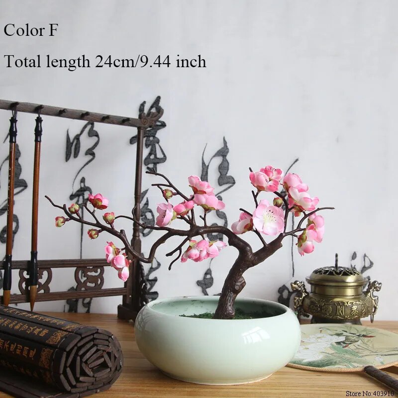 Plum Cherry blossoms Artificial Silk flowers flores Sakura tree branches Home table living room Decor DIY Wedding Decoration