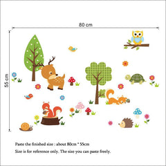 Cartoon Forest Animals Wall Sticker Kids Baby Rooms Living Room Decals Wallpaper Bedroom Nursery Background Home Decor Stickers