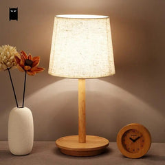 Wood Fabric Shade Table Lamp