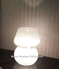 White Mushroom Stained Glass Table Lamp