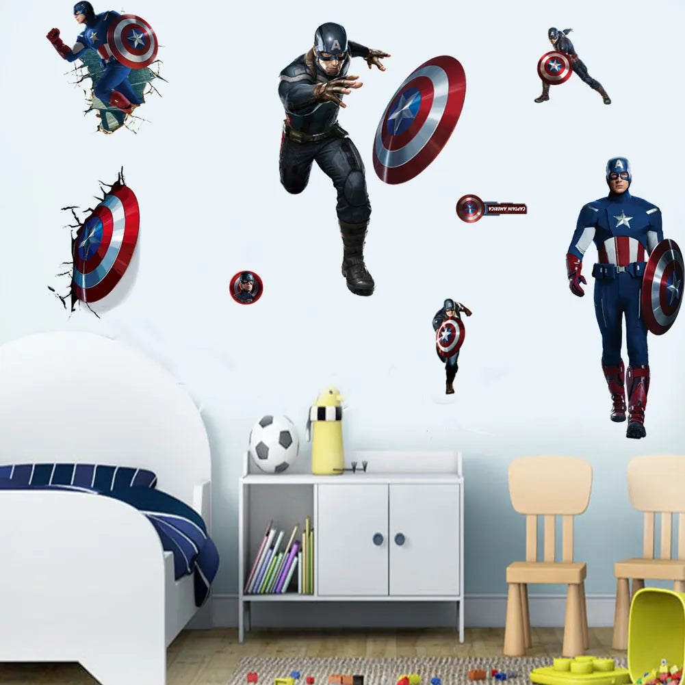 Spiderman Super Captain America Hulk Heroes Wall Stickers