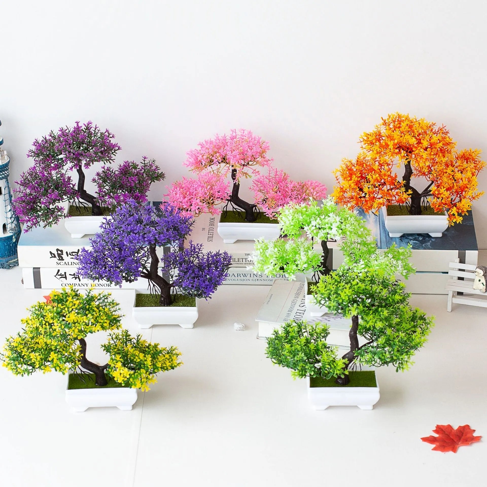 Artificial Plant Bonsai Plastic Small Tree Pot Fake Plant Flower Potted Ornaments for Home Room Table Garden Hotel Decoration