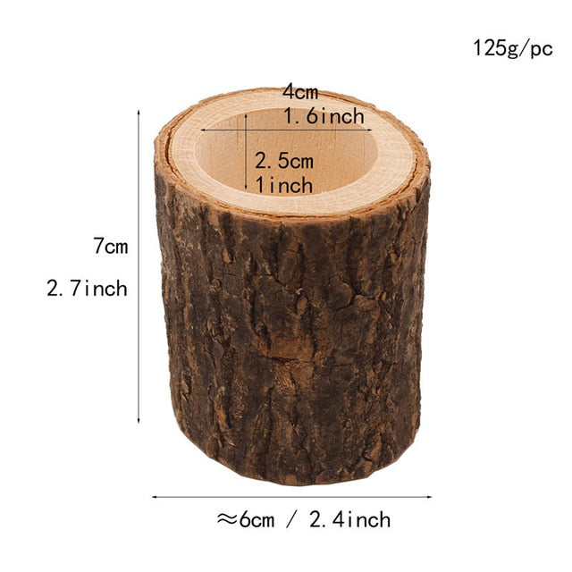 Creative Wooden Candlestick Succulent Plant Pot Tray Candle Holder