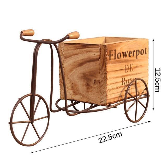 Tabletop Wrought Iron Tricycle with Wooden Planter Box