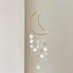 Handmade Nursery Shell Mobile Wind Chime Moon | Sage & Sill