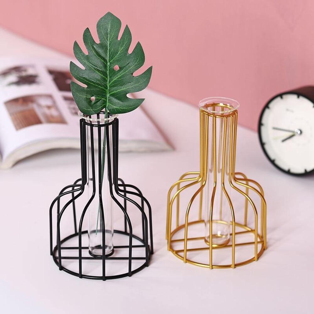 Test Tube Vase with Bottleneck Iron Stand