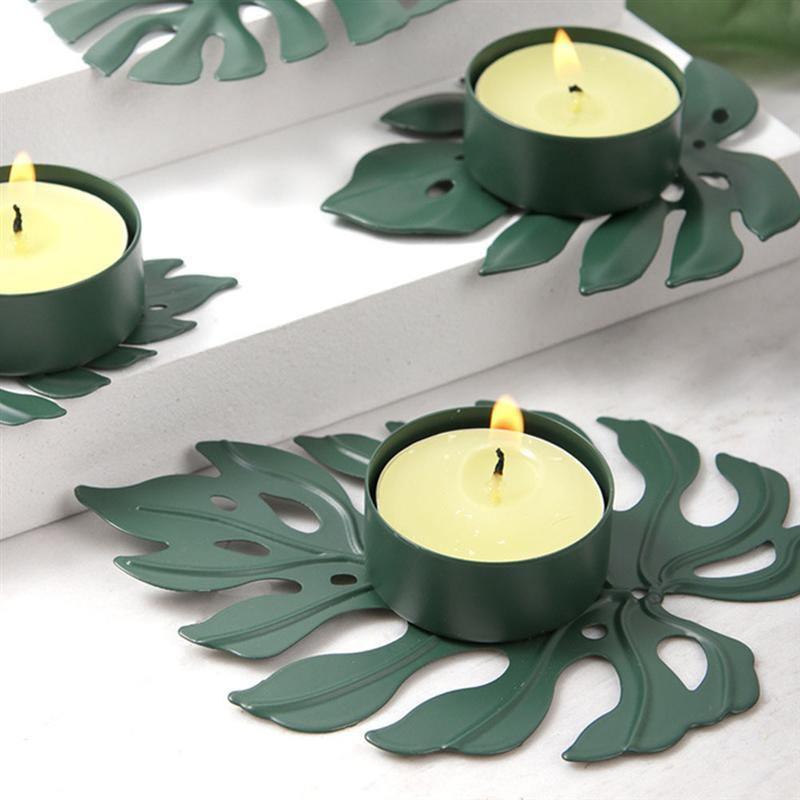 حاملي الشموع المصنوعة من الحديد المطاوع Monstera Leaf Tealight