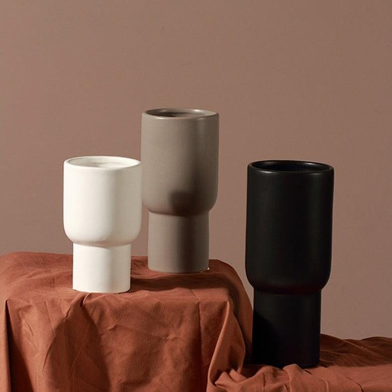 Taupe Monochrome Ceramic Vases