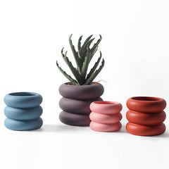 Round Rolls Ceramic Plant Pot